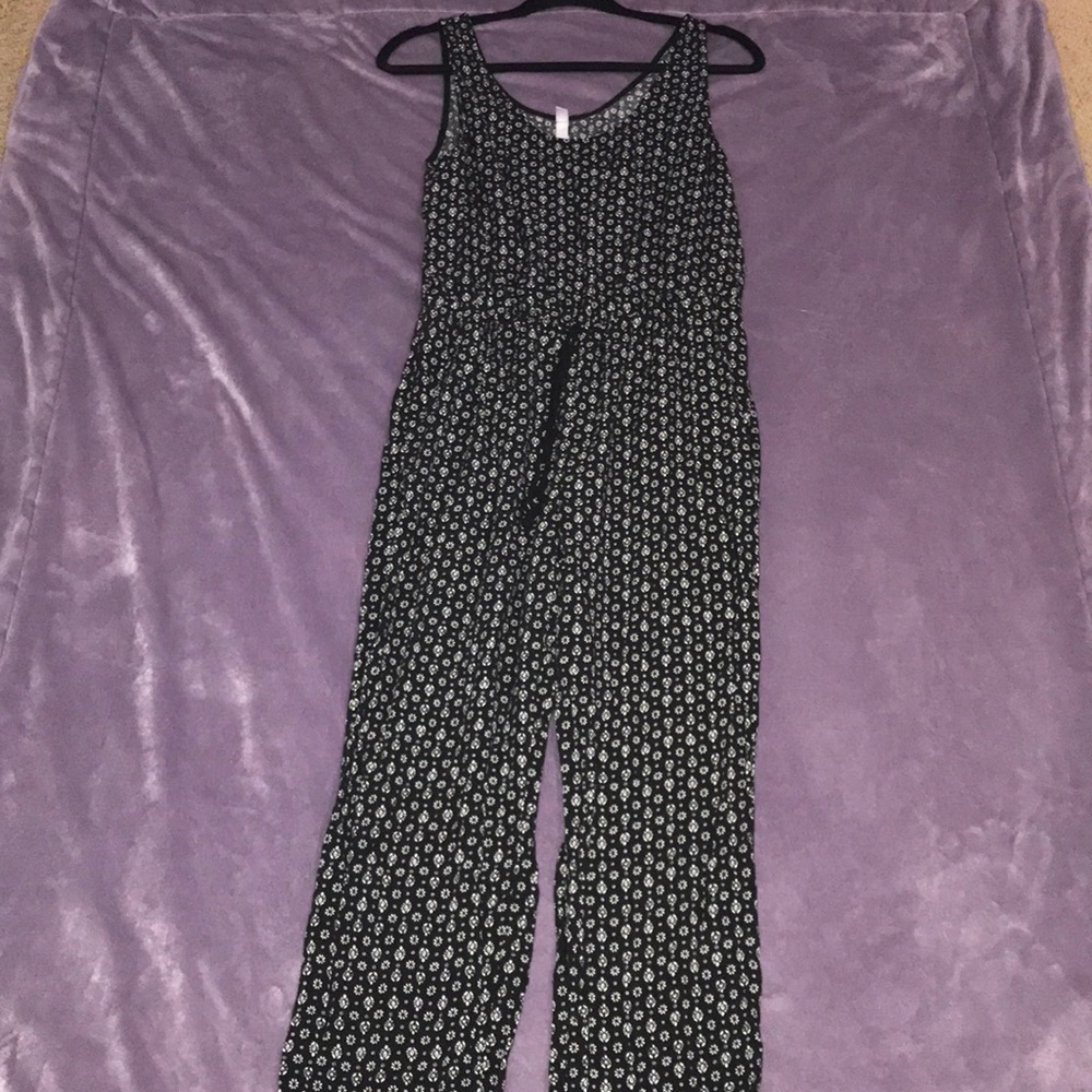 Black and White Floral Jumpsuit